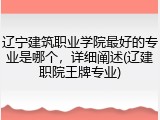 辽宁建筑职业学院最好的专业是哪个，详细阐述(辽建职院王牌专业)