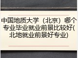 中国地质大学（北京）哪个专业毕业就业前景比较好(北地就业前景好专业)