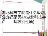 湖北科技学院是什么级别，公办还是民办(湖北科技学院级别性质)