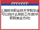 上海欧华职业技术学院毕业可以找什么样的工作(欧华职院就业方向)