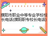 濮阳市职业中等专业学校校长电话(濮阳职专校长电话)
