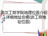 武汉工商学院地理位置介绍，详细地址在哪(武工商地址位置)