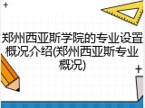 郑州西亚斯学院的专业设置概况介绍(郑州西亚斯专业概况)