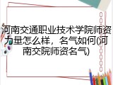 河南交通职业技术学院师资力量怎么样，名气如何(河南交院师资名气)