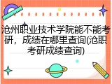 沧州职业技术学院能不能考研，成绩在哪里查询(沧职考研成绩查询)