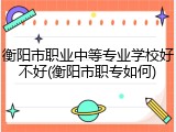 衡阳市职业中等专业学校好不好(衡阳市职专如何)