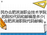 民办合肥滨湖职业技术学院的院校代码和邮编是多少(合肥滨湖职院代码邮编)