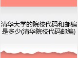 清华大学的院校代码和邮编是多少(清华院校代码邮编)