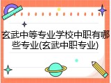 玄武中等专业学校中职有哪些专业(玄武中职专业)