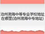 沧州渤海中等专业学校地址在哪里(沧州渤海中专地址)