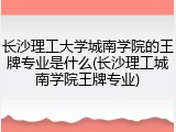 长沙理工大学城南学院的王牌专业是什么(长沙理工城南学院王牌专业)