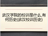武汉学院的校训是什么,有何历史(武汉校训历史)