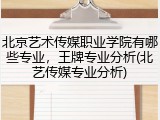 北京艺术传媒职业学院有哪些专业，王牌专业分析(北艺传媒专业分析)