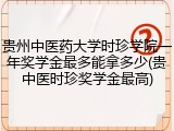 贵州中医药大学时珍学院一年奖学金最多能拿多少(贵中医时珍奖学金最高)