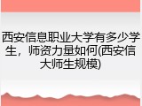 西安信息职业大学有多少学生，师资力量如何(西安信大师生规模)