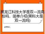 黑龙江科技大学是双一流高校吗，简单介绍(黑科大是双一流吗)