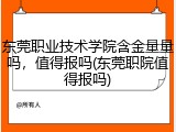 东莞职业技术学院含金量量吗，值得报吗(东莞职院值得报吗)