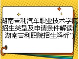 湖南吉利汽车职业技术学院招生类型及申请条件解读("湖南吉利职院招生解析")