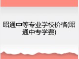 昭通中等专业学校价格(昭通中专学费)