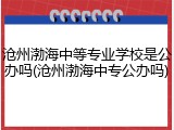 沧州渤海中等专业学校是公办吗(沧州渤海中专公办吗)