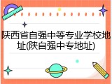 陕西省自强中等专业学校地址(陕自强中专地址)