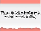 职业中等专业学校都有什么专业(中专专业有哪些)