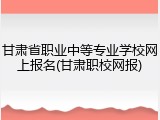 甘肃省职业中等专业学校网上报名(甘肃职校网报)