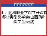 山西药科职业学院共开设有哪些类型奖学金(山西药科奖学金类型)