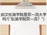 武汉东湖学院是双一流大学吗?("东湖学院双一流？")