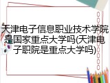 天津电子信息职业技术学院是国家重点大学吗(天津电子职院是重点大学吗)