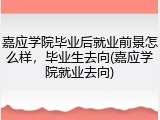 嘉应学院毕业后就业前景怎么样，毕业生去向(嘉应学院就业去向)