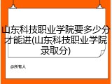 山东科技职业学院要多少分才能进(山东科技职业学院录取分)