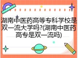 湖南中医药高等专科学校是双一流大学吗?(湖南中医药高专是双一流吗)
