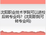沈阳职业技术学院可以进校后转专业吗？(沈阳职院可转专业吗)