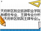 天府新区航空旅游职业学院有哪些专业，王牌专业分析(天府新区航院王牌专业)