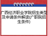 广西经济职业学院招生类型及申请条件解读(广职院招生条件)
