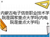 内蒙古电子信息职业技术学院是国家重点大学吗(内电院是重点大学吗)
