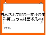 吉林艺术学院是一本还是本科第二批(吉林艺术几本)