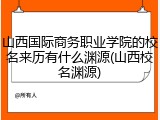 山西国际商务职业学院的校名来历有什么渊源(山西校名渊源)