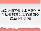 湖南交通职业技术学院的学生毕业都怎么样了(湖南交院毕业生去向)