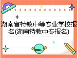 湖南省特教中等专业学校报名(湖南特教中专报名)