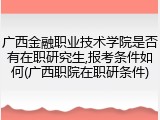 广西金融职业技术学院是否有在职研究生,报考条件如何(广西职院在职研条件)