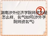 湖南涉外经济学院师资力量怎么样，名气如何(涉外学院师资名气)