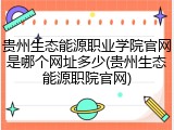 贵州生态能源职业学院官网是哪个网址多少(贵州生态能源职院官网)