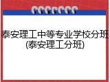 泰安理工中等专业学校分班(泰安理工分班)