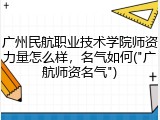 广州民航职业技术学院师资力量怎么样，名气如何("广航师资名气")