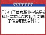 江苏电子信息职业学院是专科还是本科院校呢(江苏电子信息职院专科？)