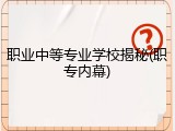职业中等专业学校揭秘(职专内幕)