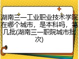湖南三一工业职业技术学院在哪个城市，是本科吗，第几批(湖南三一职院城市批次)