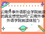 云南外事外语职业学院就读的真实感觉如何("云南外事外语学院就读体验")